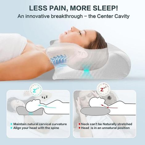 Oreiller Cervical - Mousse À Mémoire De Forme - Ergonomique - Pour Sommeil Réparateur - 1 Pièce (1/5)