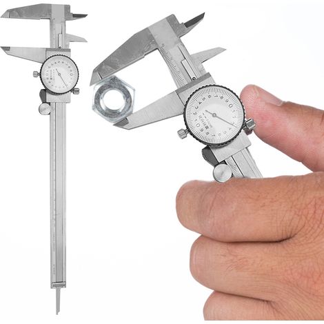 Pied à coulisse à cadran en acier inoxydable, antichoc, haute précision, 0-200 mm, pour une précision de 0,02 mm. (1/5)