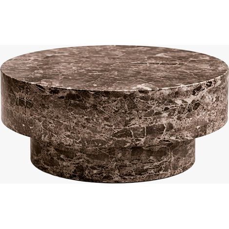 Mobilier Deco – Table basse ronde en marbre d'ingénierie marron D70 cm – Surface fonctionnelle et esthétique – Pour salon moderne et contemporain (1/4)