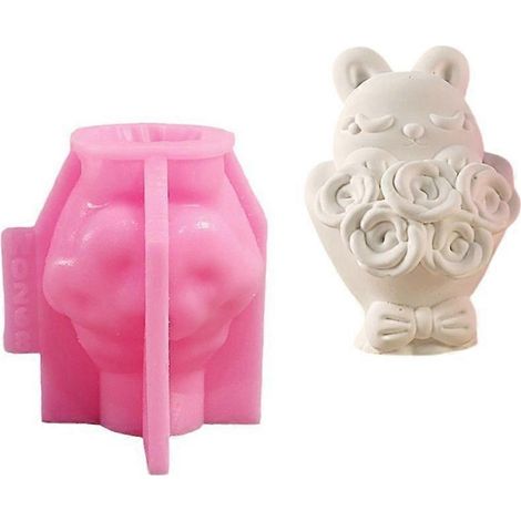 1. Moule à bougie silicone lapin fleur – moule fondant pour résine époxy, création artisanale facile.