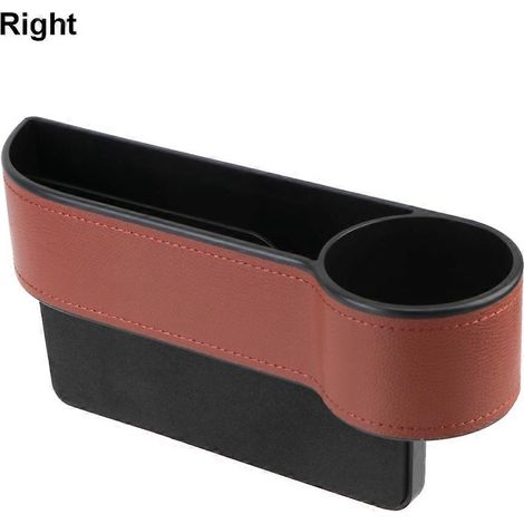 Organisateur de voiture avec poche pour fente entre les sièges, double chargeur USB, porte-téléphone, porte-bouteille, porte-gobelet, boîte de rangement en cuir, accessoires de voiture (marron droit)