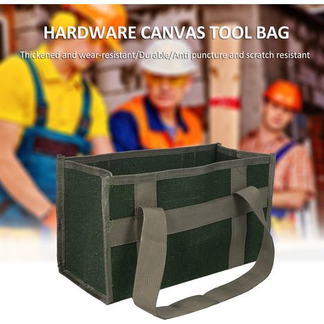 Grand sac de rangement pour outils d'entretien, épais, résistant à l'usure, capacité Portable multifonctionnelle, toile verte 084-1. (1/5)