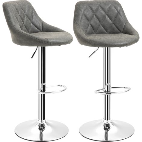 Set di 2 sgabelli, schienale, poggiapiedi, grigio scuri, 46 × 48 × 104 cm, 12 kg (1/5)