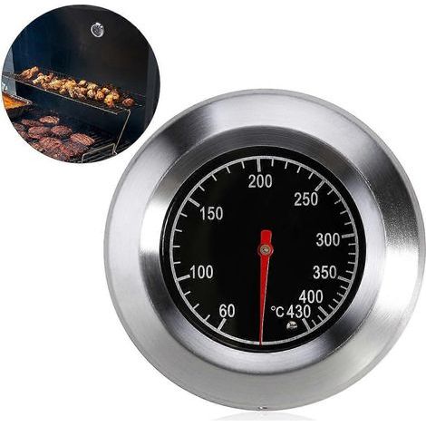 Thermomètre de cuisson pour barbecue extérieur BESTOMZ 7,6 cm en acier inoxydable, forme ovale, contrôleur de température.-Silver (1/3)