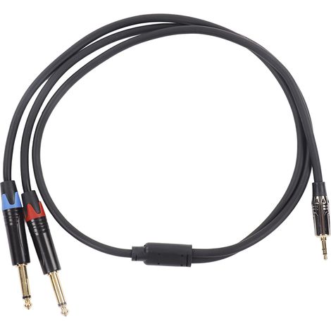 Câble audio 3.5mm mâle vers double 6.35mm jack TS 1 mètre pour table de mixage et amplificateur (1/5)