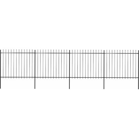 Valla de jardín con punta de lanza de acero 714,5x150 cm negra