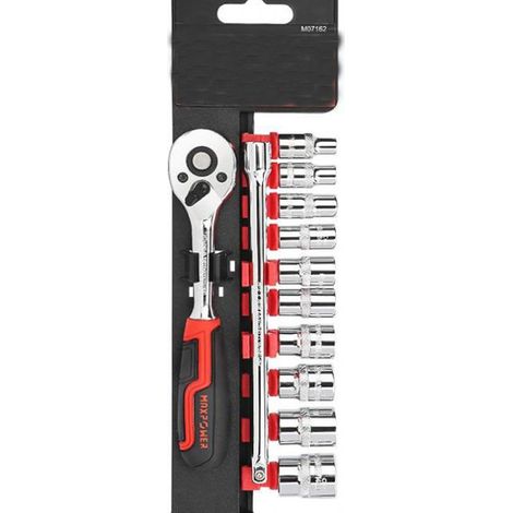 Clé à Cliquet 1/4 Coffret de Douilles 12 Pièce,Clé à Cliquet 1/4'' et Douilles avec Support Étanche Hautes Performances丨Fabriqué e Chrome Vanadium (1/5)