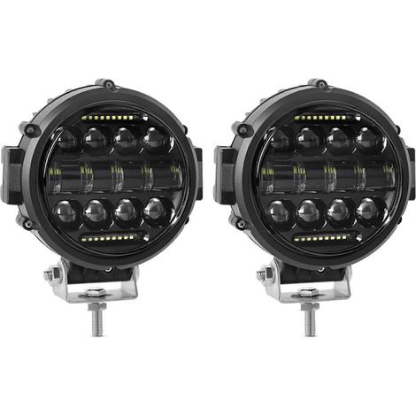 2 projecteurs de travail ronds à LED, faisceau combiné 60 W (largeur/spot), feux de jour, feux de conduite tout-terrain pour camions et SUV. (1/5)