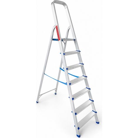 Scala Pieghevole in Alluminio 7 Gradini Piattaforma Antiscivolo Portata 150 KG (1/4)