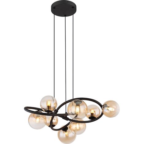 Globo - hängeleuchte - Tuberius - messing schwarz - glas metall -