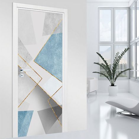 Stickers pour porte - Motif géométrique - 83 x 205 cm - Adhésif MAT (1/2)
