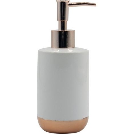 AMMAN Dispensador de jabón cerámico blanco y dorado MSV (1/2)
