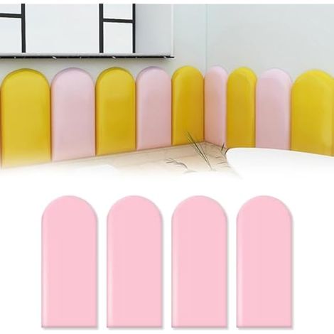 Panneau mural rembourré anti-collision 3D en polyuréthane pour enfant, panneau mural rembourré pour chambre à coucher, chambre d'enfant, crèche (Rose, 20 x 40 cm, 4 cm) (1/5)