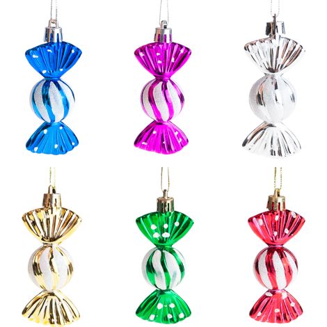 TG74290-2 Bunte Süßigkeiten-Anhänger aus Kunststoff für Weihnachtsbaumdekoration, 6 Stück (1/5)