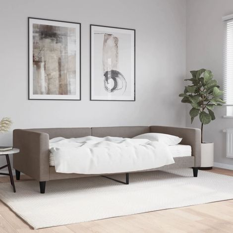 Tagesbett mit Matratze Taupe 100x200 cm Stoff