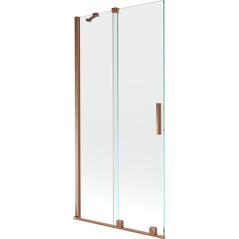 Mexen Velar zweiflügelige Badewannenwand, 95 x 150 cm, transparent, Roségold - 896-095-000-01-60