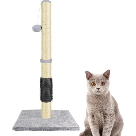 arbre à chat de 80 cm de haut, modèle standard, avec jouets suspendus, meubles pour chats modernes, base en peluche douce, matériau en sisal naturel, griffoir pour chat stable (1/5)