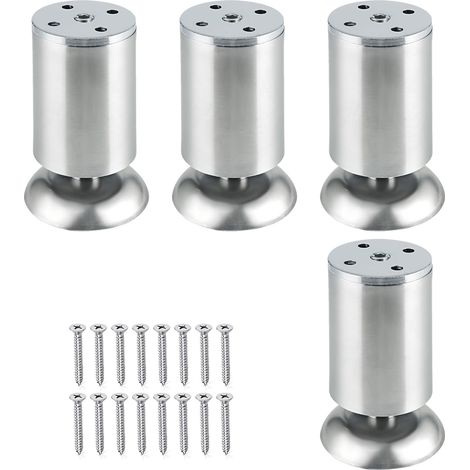 JSSEVN-4 Pieds de Meuble Réglables 10 CM en Hauteur, Acier Inoxydable Épaisseur 3 mm, Base en Caoutchouc Antidérapant et Silencieux (1/5)