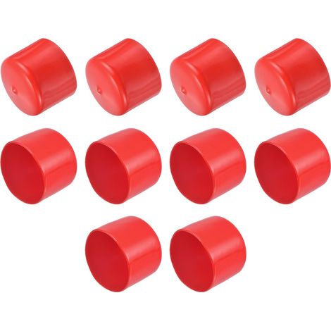 10pcs Embouts en Caoutchouc, 53 mm ID Vis Filetage Protecteur en PVC Embouts de Protection Flexible pour Tube Métallique, Câbles, Fils, Tige, Écrou et Cache Boulon, Rouge (1/4)