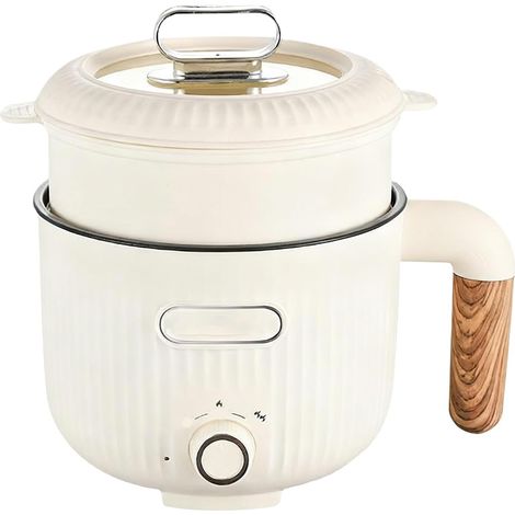 Autocuiseur électrique avec panier à vapeur, poêle électrique 2L, autocuiseur multifonctions portable antiadhésif, mini pot à soupe rapide, poêle de voyage, cuiseur à la pâte, cuiseur électrique (1/5)