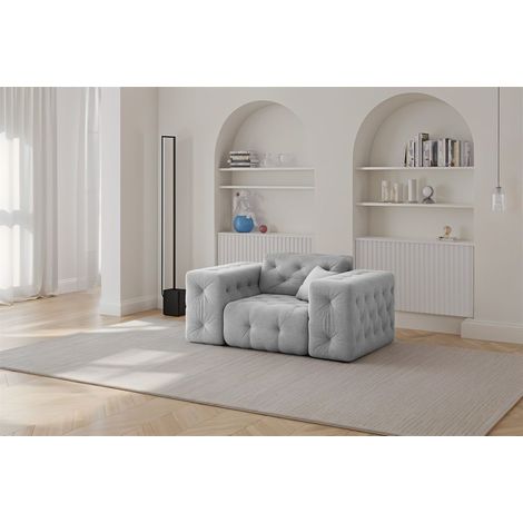 Sessel Designersessel CHANTAL in Stoff Moly Hellgrau (1/5)