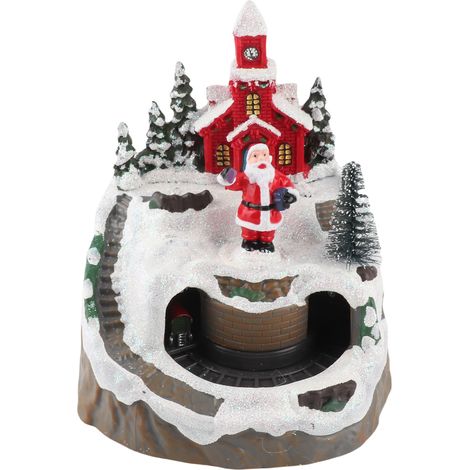 Weihnachtsspieldose aus Kunstharz, drehbare Lichterbahn, Tischdekoration für die Feiertage. (1/5)