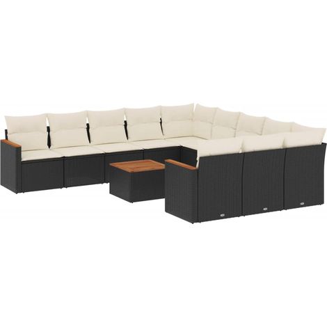 Maison Exclusive - Set Divani da Giardino 12 pz con Cuscini Nero in Polyrattan (1/3)