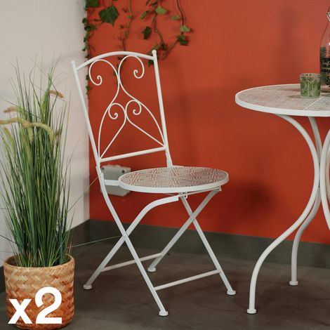 Chaise de jardin en mosaĂŻque beige (lot de 2) GRENADE (1/5)
