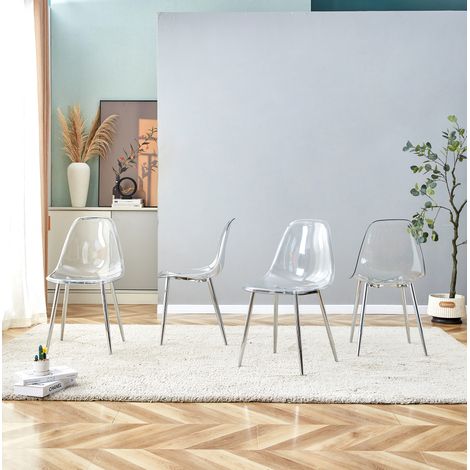 Set 4 sedie sala da pranzo in plastica trasparente OKMYHOME (1/5)