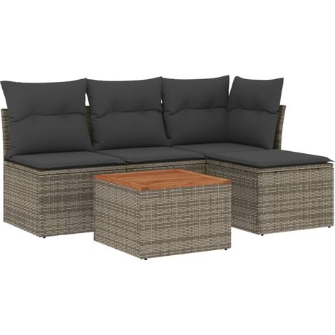 Maison Exclusive - 5-tlg. Garten-Sofagarnitur mit Kissen Grau Pol