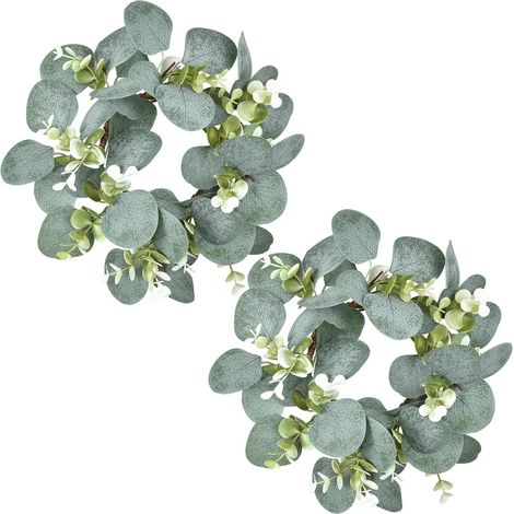Guirlande Fausse Eucalyptus - 9 Pouces - Pour Armoire De Cuisine Porte Mur Fenêtre - Décoration Intérieure - 2 Pièces (1/5)