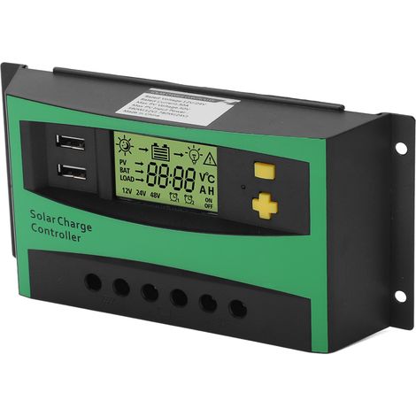 Contrôleur de charge solaire PWM 12 V/24 V 30 A avec 2 sorties USB 5 V - Fournitures pour camping-cars et bateaux (1/5)