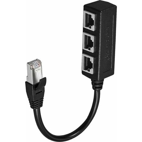 royaluxe -Câble Répartit Ethernet Rj45,Adaptat De Câble D'Extension Réseau Lan Ethernet Répartit Rj45 Mâle À 3 Femelles Pour Adaptat De Connect De Prise Ethernet Lan Super Cat5, Cat5E, Cat6,Cat7 (1/5)