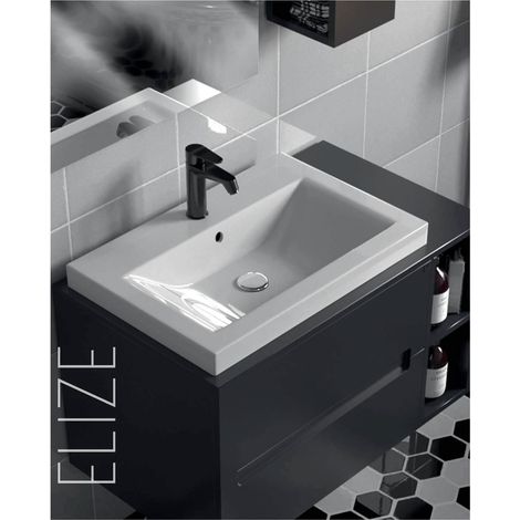 Lavabo à poser en céramique Blanc Carrée - ELISE 65 CM - LPP (1/5)