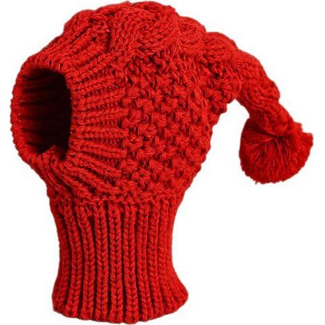 Chapeau tricoté confortable de pull de chapeau de chien-Rouge S (1/5)