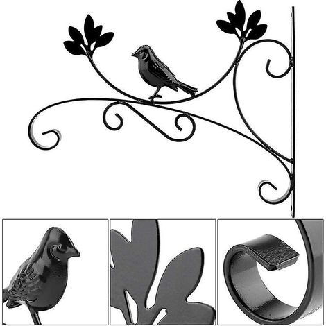 crochet Noir Suspension Plante Forme De Oiseaux Supports De Panier Suspendus En Mtal Pour Jardin Balcon