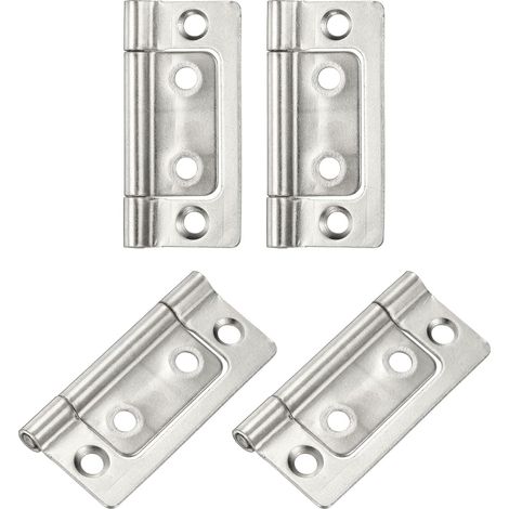4Pcs 2x1 Inch Charnières De Porte Sans Mortaise Sans Bruit Charnières Pliantes Pour Meuble De Cabinet Fenêtre Garde-Robe, Blanc naturel