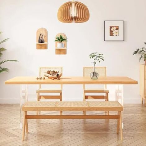 Étagère Murale Bohème en Bois, Étagère Flottante avec Fixation Cachée, Décoration Murale pour Salon, Chambre, Entrée, Chambre d’Enfant, bois naturel (1/4)