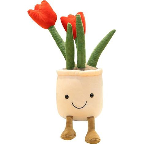 Tulip Plush Toy Good Resilience Odorless Cute Soft Fluffy Plant Ornament for Home Office Car Decor Gifts Red 30cm (1/5)