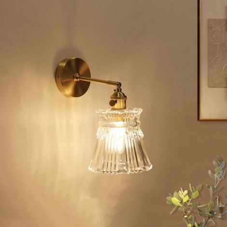 Applique murale en verre laiton nordique moderne Minimaliste Créatif Salon Salle à manger Chambre Lampe de chambre Couloir (1/3)