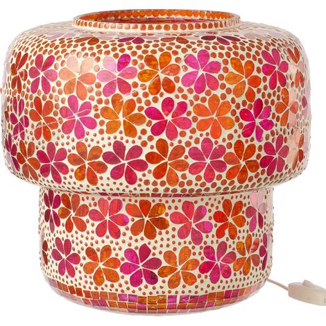 Lampe à Poser Mosaïque "Ruthie" 33cm Rose & Orange (1/3)