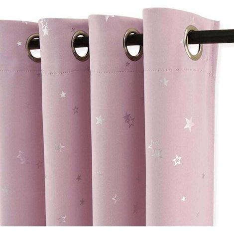 Rideaux pour chambre de fille - Rideau occultant étoile pour enfants, motifs argentés, draperie lumineuse