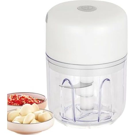 Petit hachoir à ail électrique portable sans fil en acier inoxydable 304 Hachoir électrique robot culinaire pour légumes, poivrons, oignons, aliments, épices, noix (1/5)