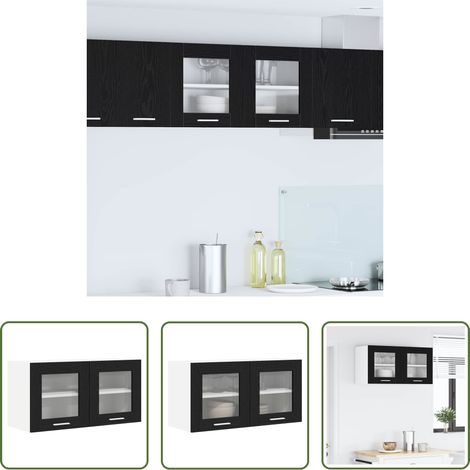 vidaXL Hängeschrank - Hängeschrank mit Tür Schwarze Eiche und Weiß 80 x 31 x 40 cm