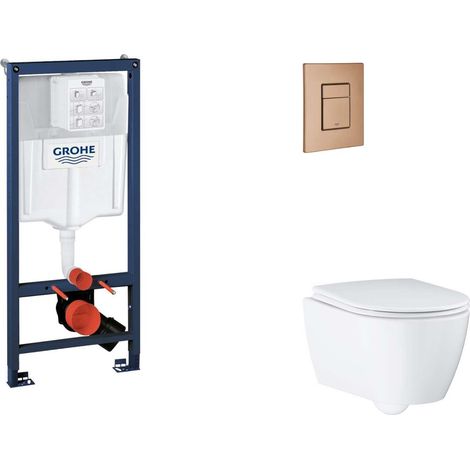 Grohe Rapid SL - Set con modulo d'installazione per WC a parete, copriwater WC SoftClose, placca di comando Skate Cosmopolitan, Warm Sunset spazzolato SANI11BB4138 (1/5)