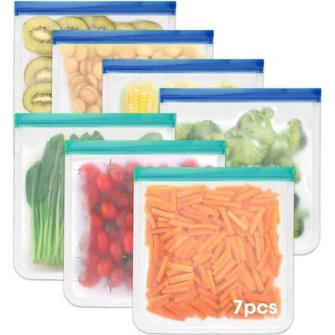 Sac Congelation Reutilisable Sacs de Ziplock Réutilisables Prévenir Les Fuites - Pour les Fruits La viande Le Lait 7 Pièces (1/4)
