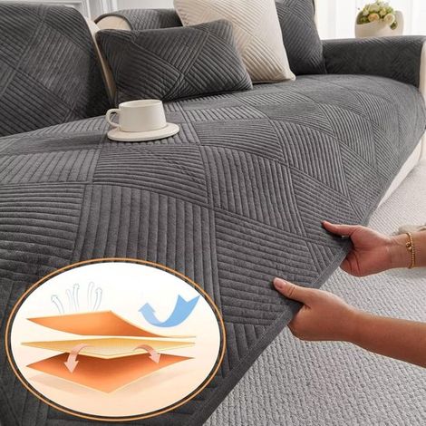 Housse de canapé universelle élastique antidérapante texturée, adaptée aux canapés 1 à 4 places et aux canapés en forme de L (70210cm). (1/5)