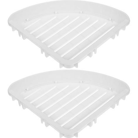 Étagère Murale d'angle pour Salle de Bain sans Perçage, Structure Simple en Abs Blanc, Rangement Pratique pour Accessoires de Toilette et Maquillage (1/5)