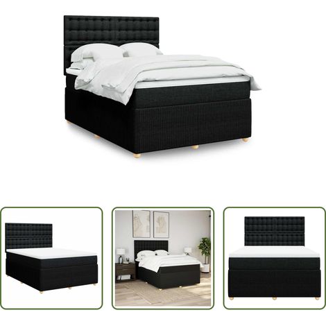 vidaXL Matelas à ressorts ensachés - Sommier à lattes de lit avec matelas Noir 140x190 cm Tissu (1/5)