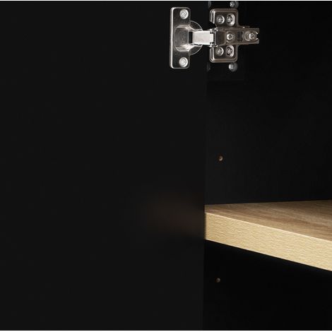 Colonna cucina 76,2x40,1x180 cm in MDF nero, LED e vani portaoggetti – MEUBLIV (1/5)